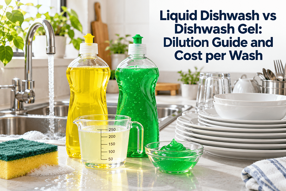 Liquid Dishwash vs Dishwash Gel: Dilution Guide and Cost per Wash