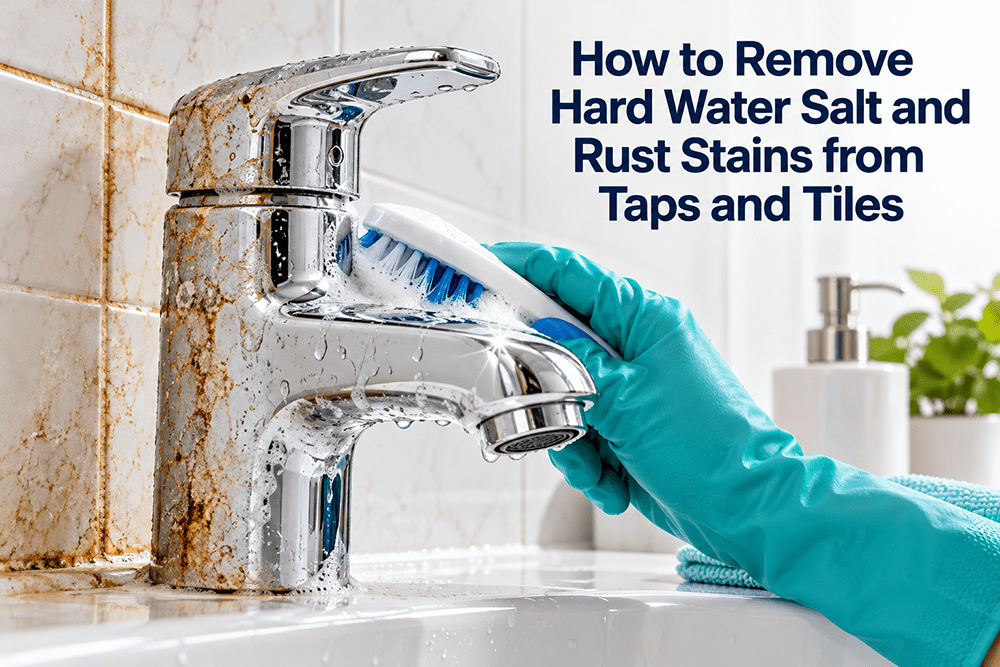 How to Remove Hard Water Salt and Rust Stains from Taps and Tiles